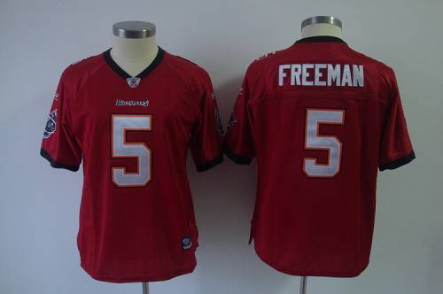 Buccaneers #5 Josh Freeman Red Women's Team Color Stitched NFL Jersey - Click Image to Close